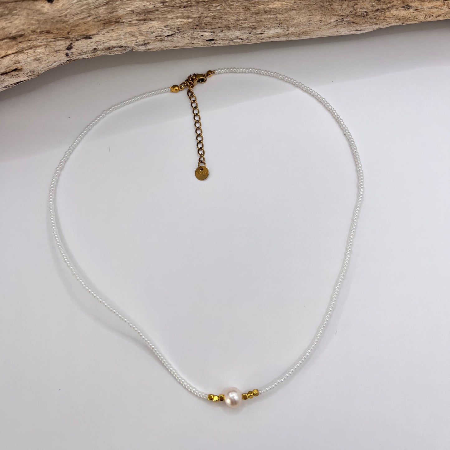 610 | PEARL & BEAD CHOKER | WHITE