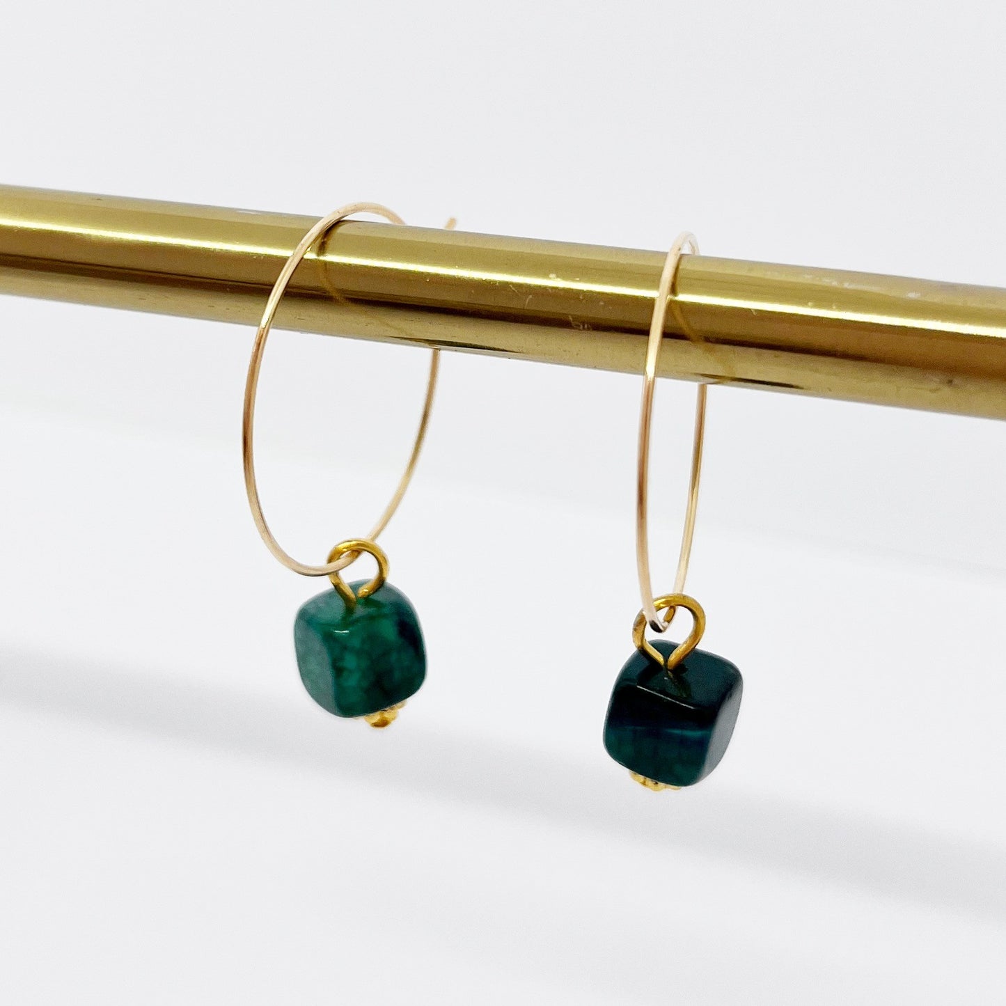 510 | GREEN AGATE HOOP EARRINGS