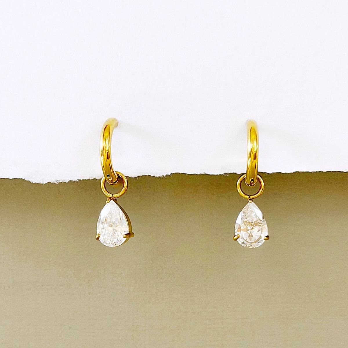 880 | ANNE PEAR-CUT ZIRCON EARRINGS | GOLD