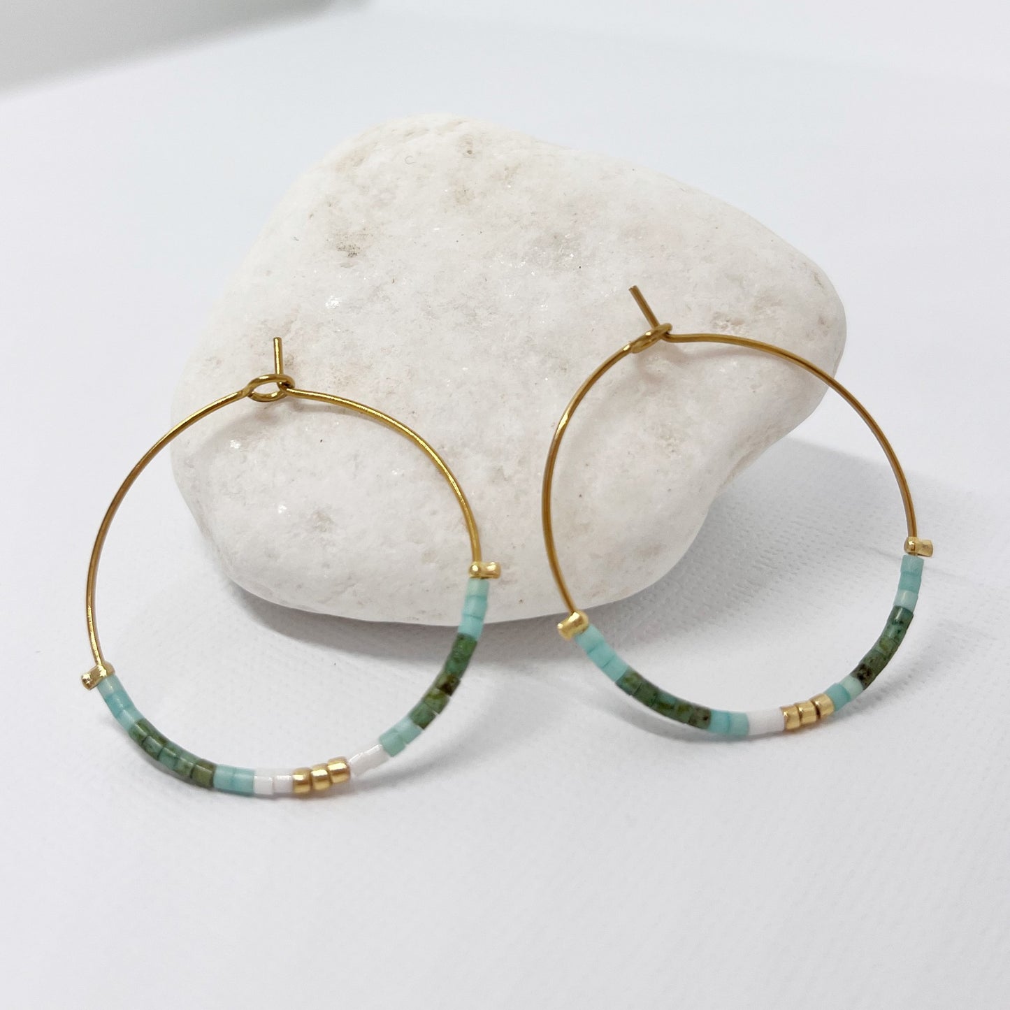 524 | BEACH HOOP EARRINGS | BLUE-GREEN