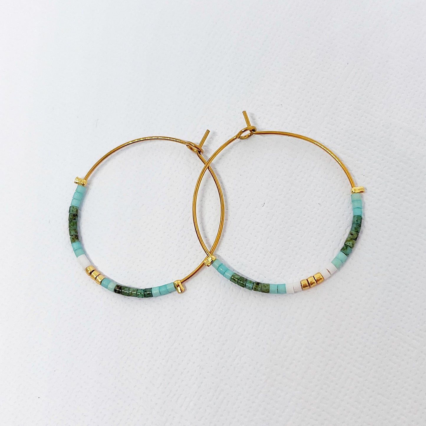 524 | BEACH HOOP EARRINGS | BLUE-GREEN