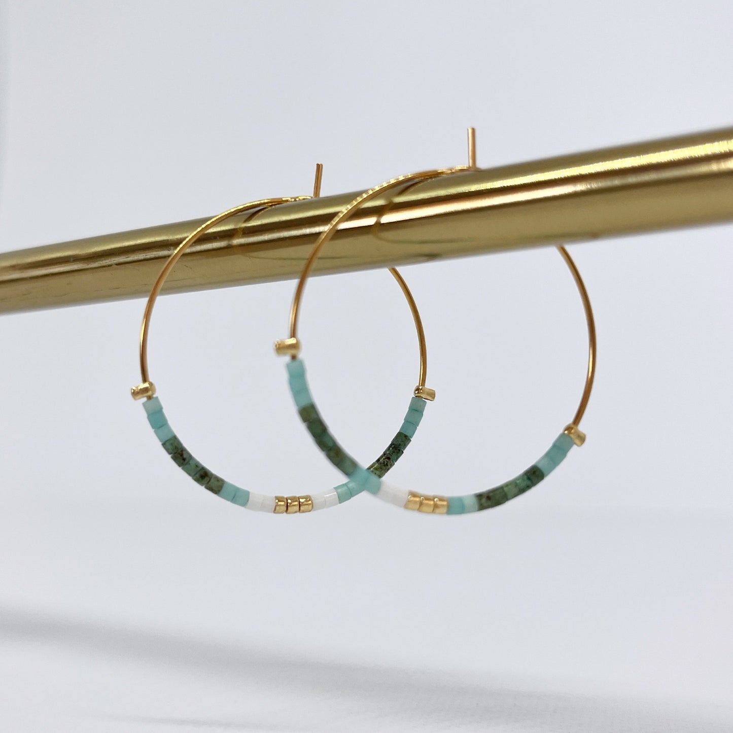 524 | BEACH HOOP EARRINGS | BLUE-GREEN