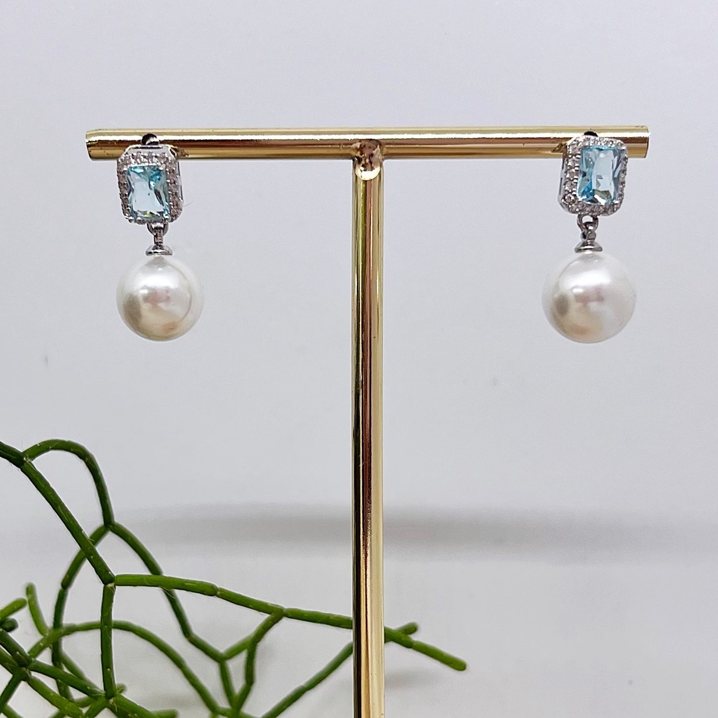 431 | ARIEL EARRINGS | AQUA MARINE WITH PEARL