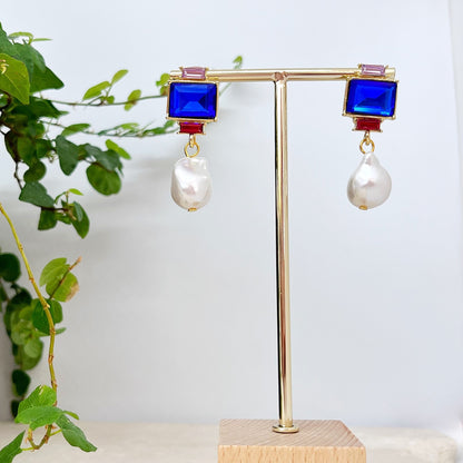 388 |  CARMEN PEARL EARRINGS | SAPPHIRE