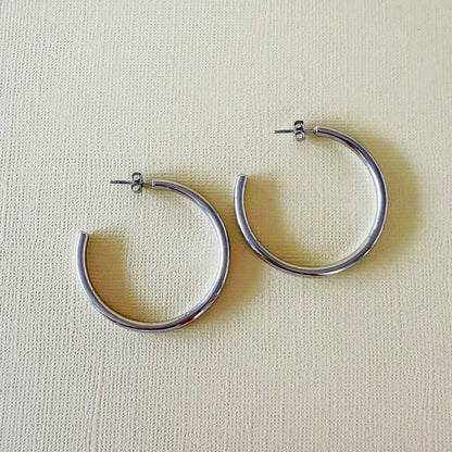 830 | CARTER HOOP EARRINGS  | 4cm SILVER