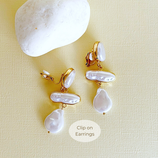 822 | SHIRLEY CLIP ON PEARL EARRINGS