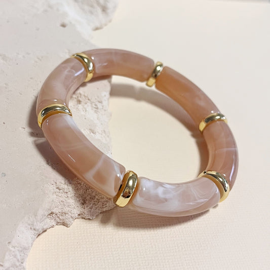 782 | RESIN BRACELET | TAUPE PINK & GOLD