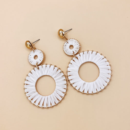 606 | UMA RAFFIA EARRINGS | WHITE