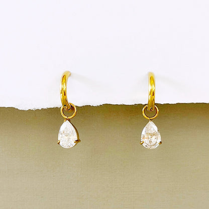 880 | ANNE PEAR-CUT ZIRCON EARRINGS | GOLD