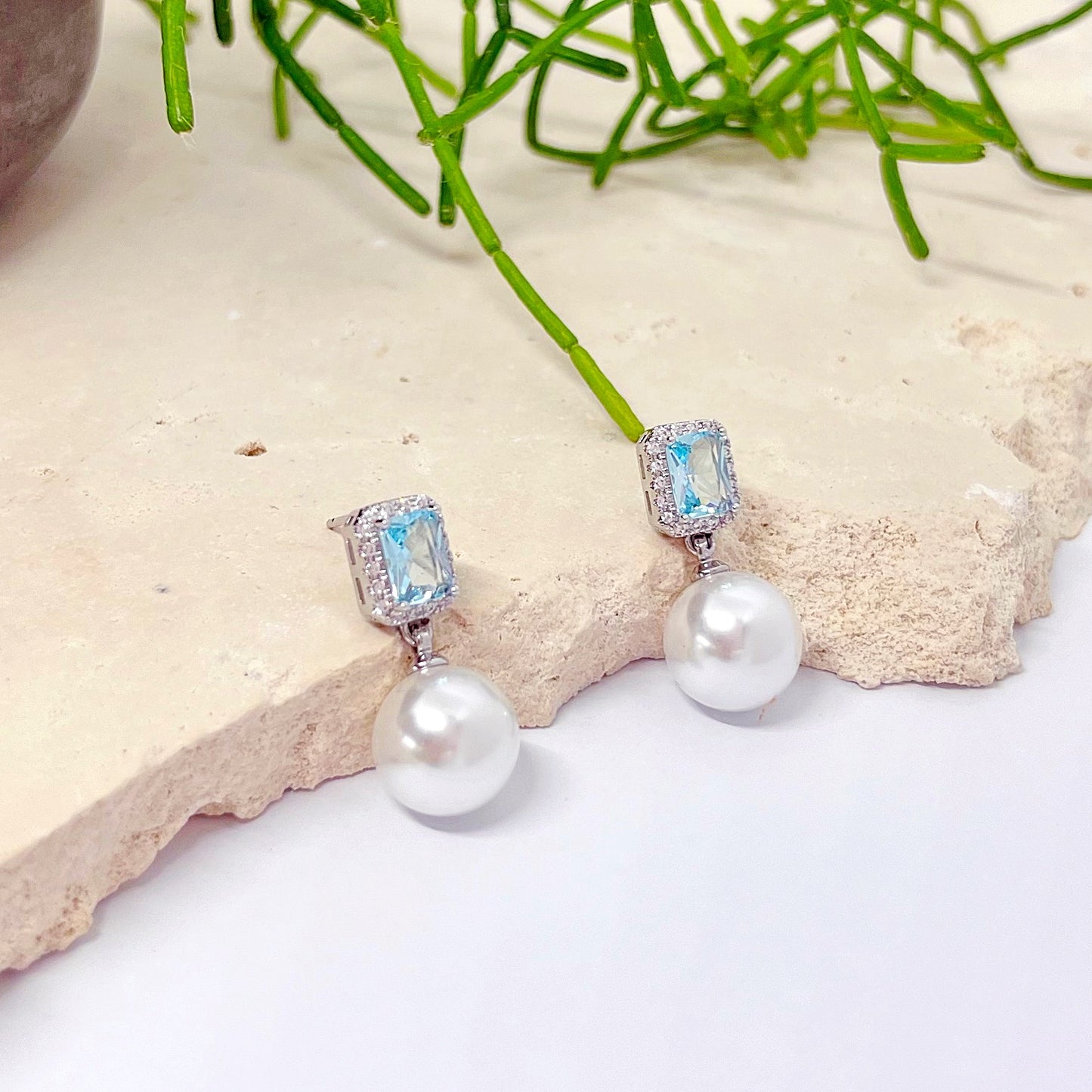 431 | ARIEL EARRINGS | AQUA MARINE WITH PEARL