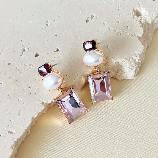 509 |  CARMELLA PEARL EARRINGS | PINK