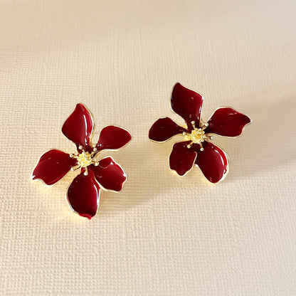 801 | CLAIRE FLOWER EARRINGS | DEEP BURGUNDY