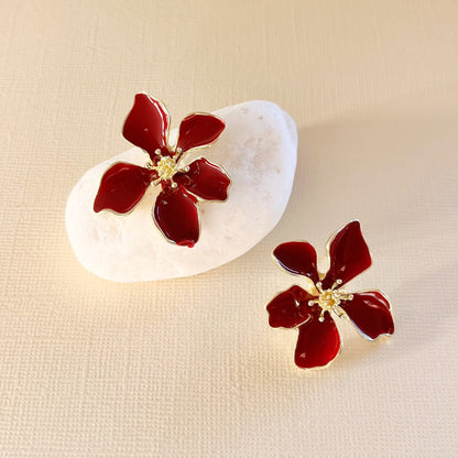 801 | CLAIRE FLOWER EARRINGS | DEEP BURGUNDY