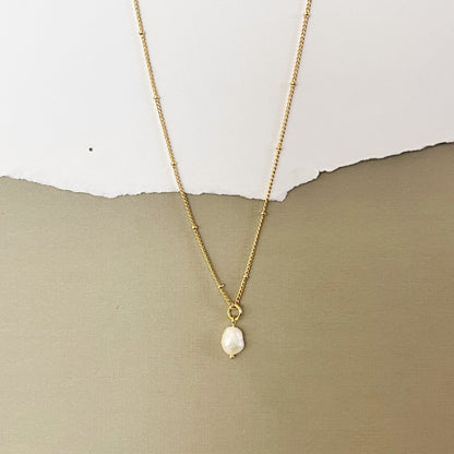 593 | CLEO PEARL NECKLACE | GOLD