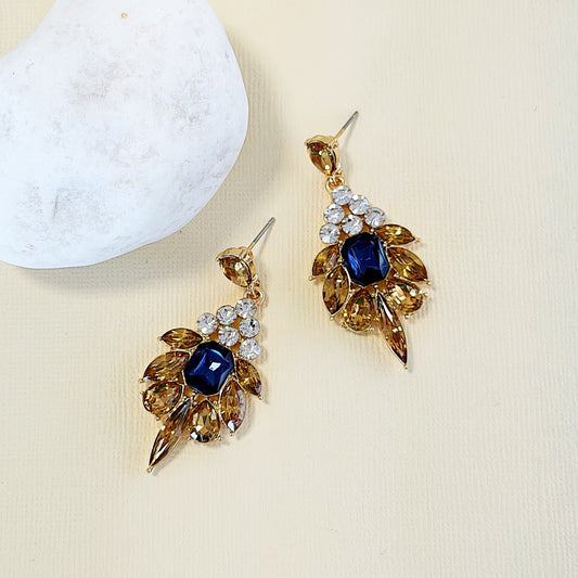 817 | ELODIE EARRINGS | AMBER & SAPPHIRE