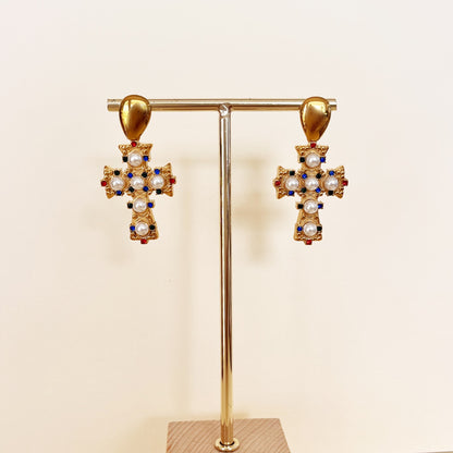 797 | FAITH EMBELLISHED CROSS EARRINGS | GOLD