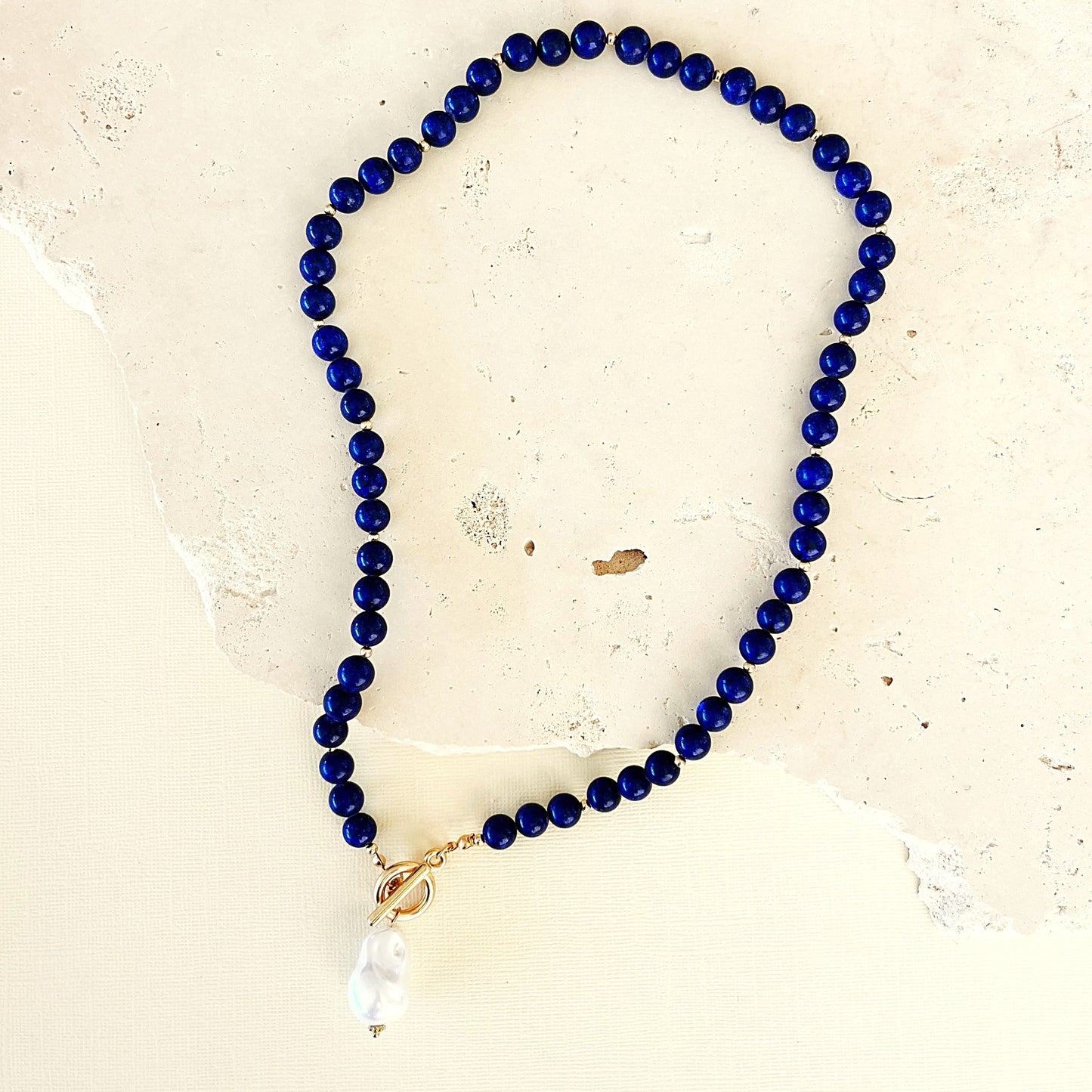 796 | HARRIET PEARL FOB NECKLACE | NAVY BLUE
