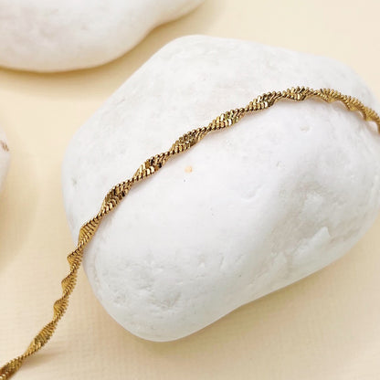 747 | HERRINGBONE TWIST BRACELET | GOLD