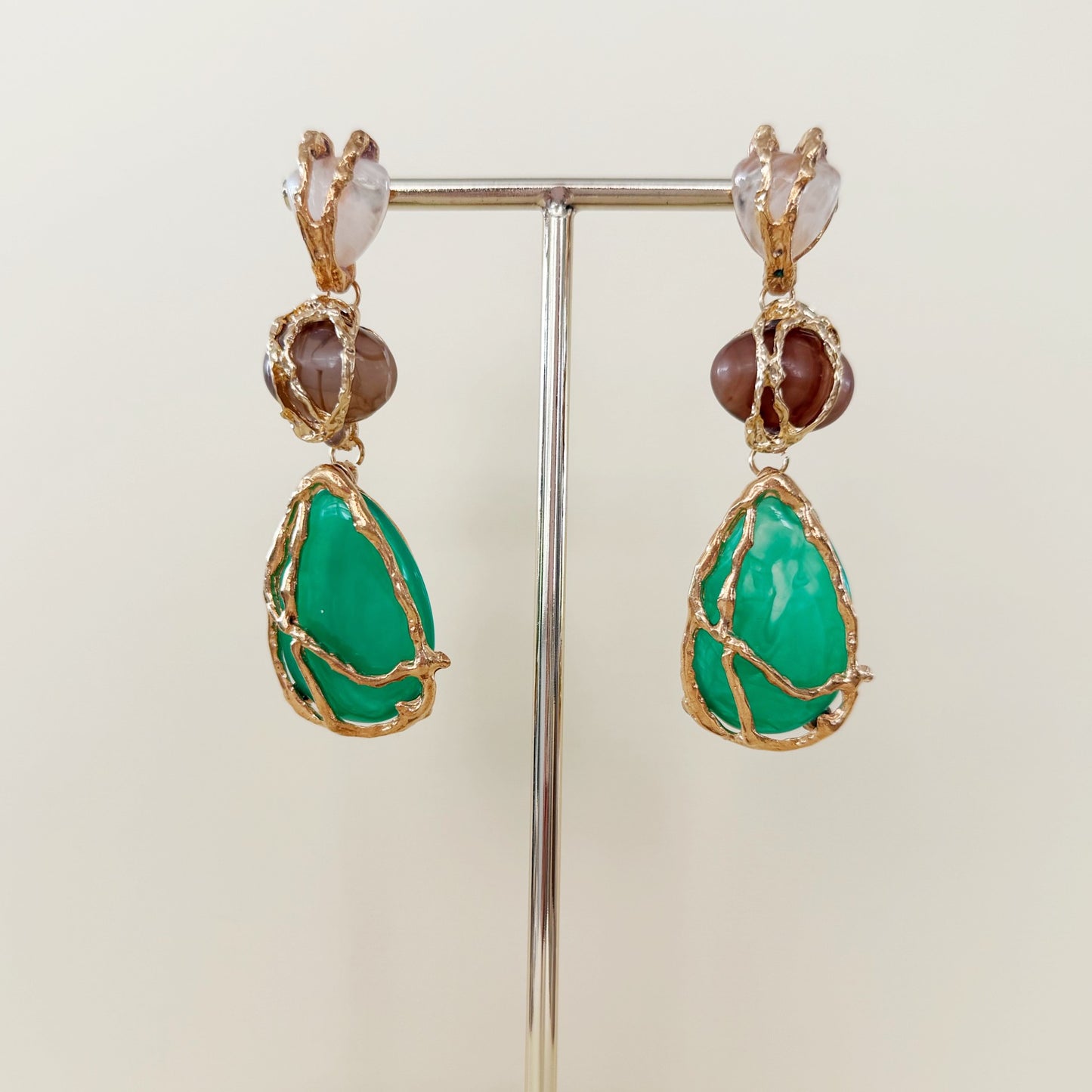 802 | LUCILLA EARRINGS | BROWN & GREEN