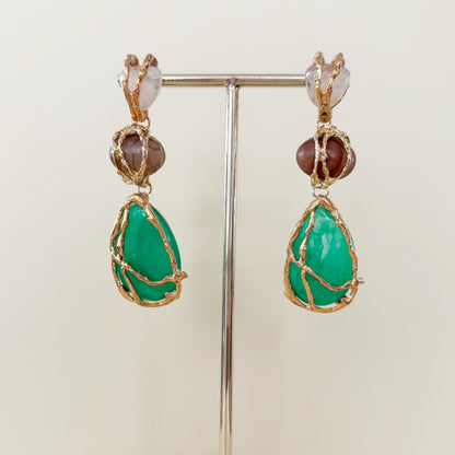 802 | LUCILLA EARRINGS | BROWN & GREEN
