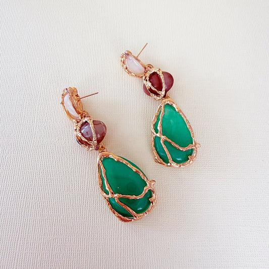 802 | LUCILLA EARRINGS | BROWN & GREEN