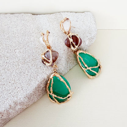 802 | LUCILLA EARRINGS | BROWN & GREEN