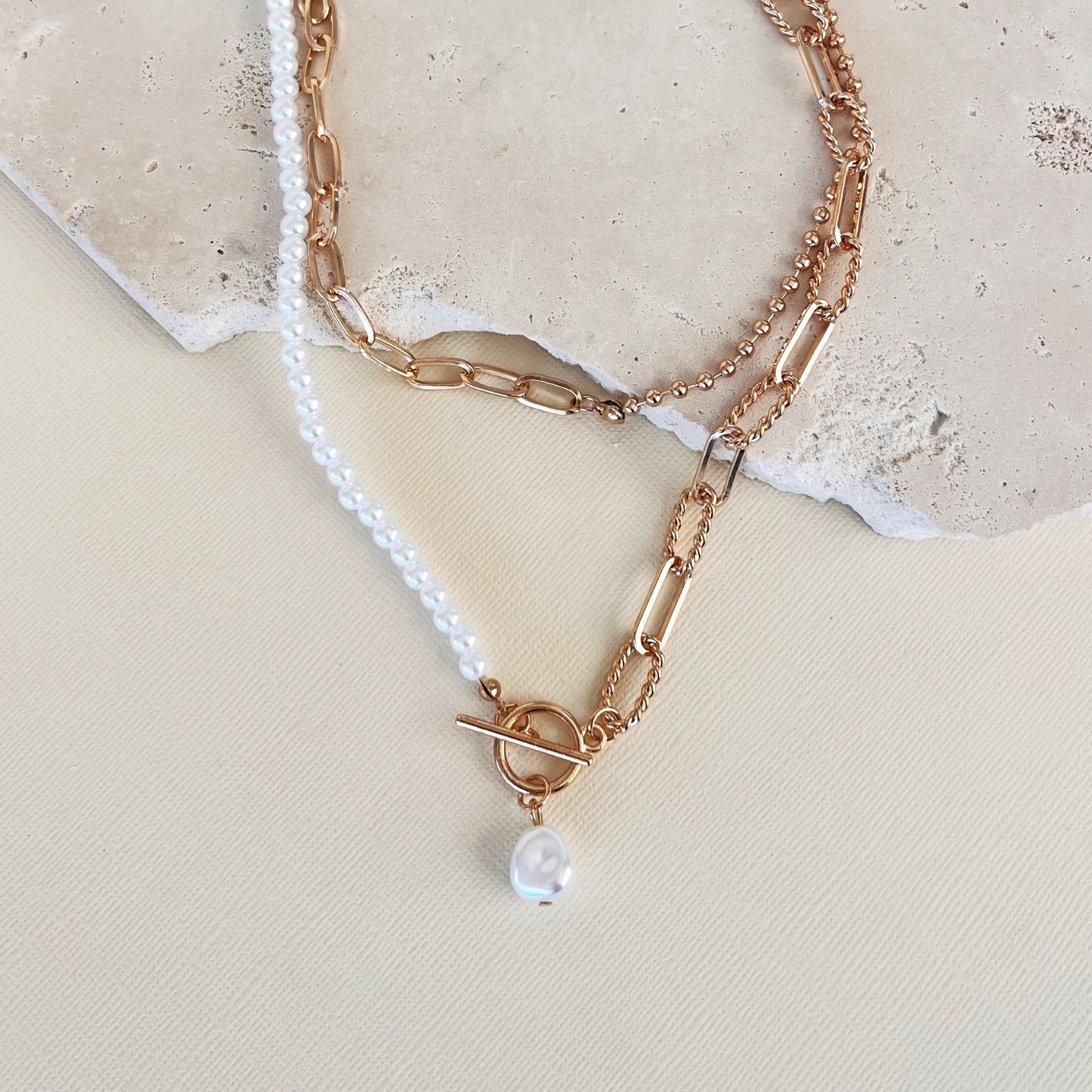 789 | NANCY PEARL FOB NECKLACE | GOLD
