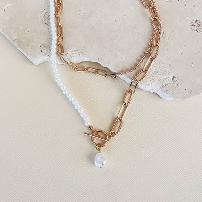 789 | NANCY PEARL FOB NECKLACE | GOLD