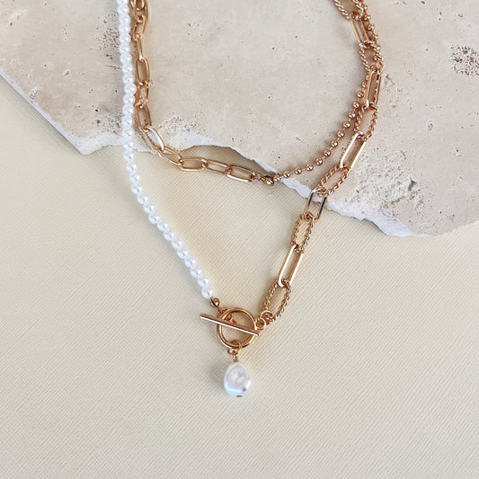 789 | NANCY PEARL FOB NECKLACE | GOLD