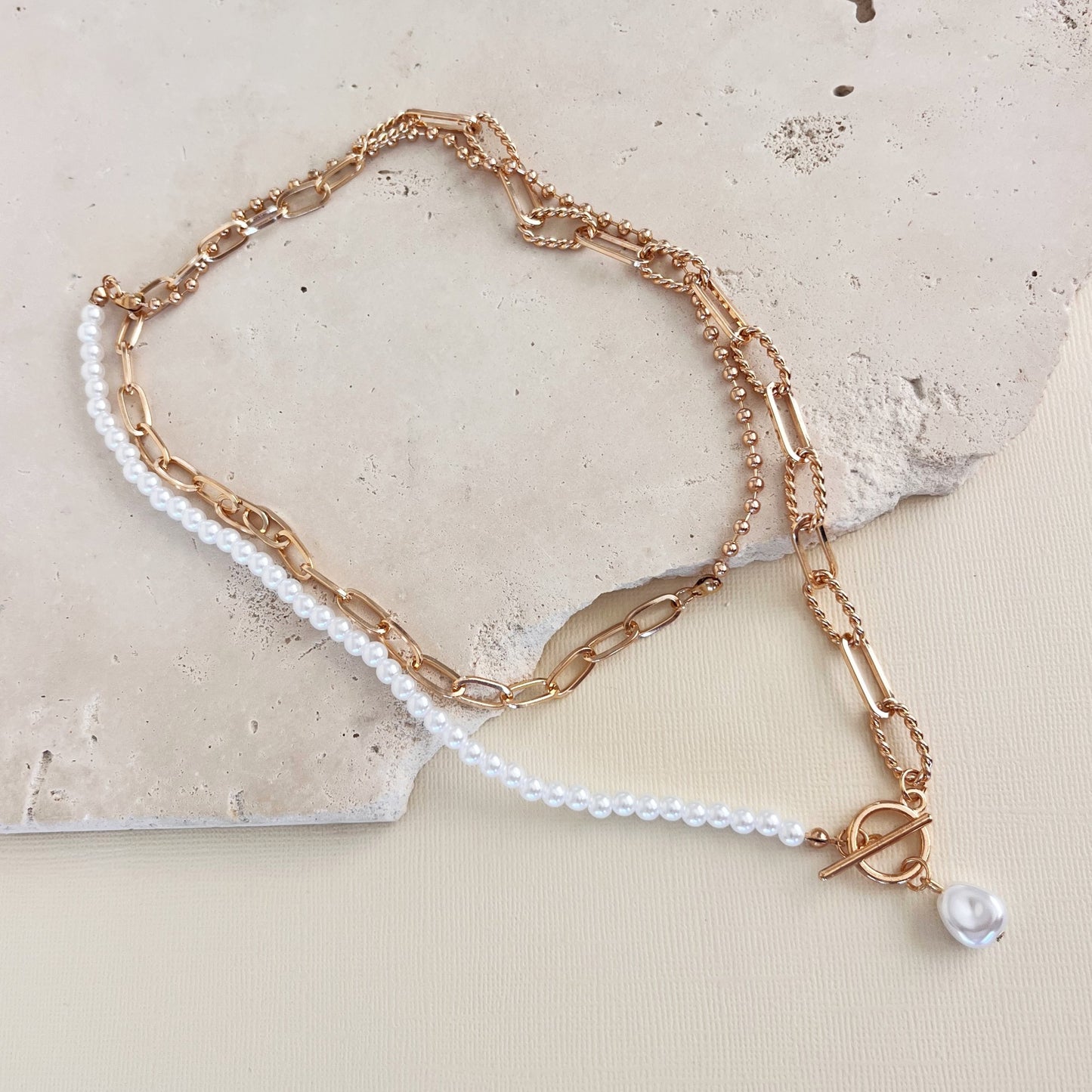 789 | NANCY PEARL FOB NECKLACE | GOLD