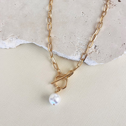 788 | NORA PEARL FOB NECKLACE | GOLD