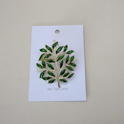 824 | OLIVE BRANCH BROOCH | GREEN & GOLD