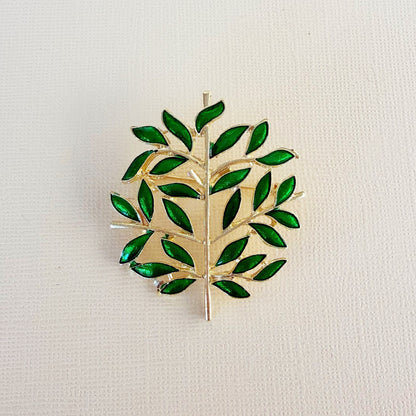 824 | OLIVE BRANCH BROOCH | GREEN & GOLD