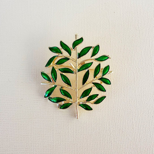 824 | OLIVE BRANCH BROOCH | GREEN & GOLD