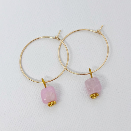 511 | PINK AGATE HOOP EARRINGS