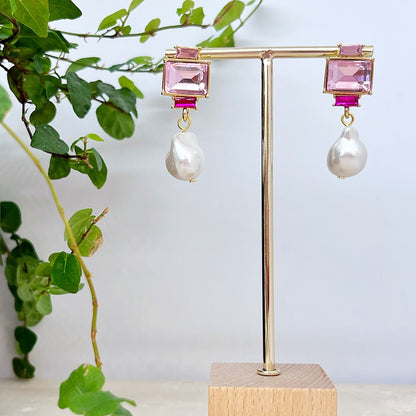 389 |  CARMEN PEARL EARRINGS | PINK