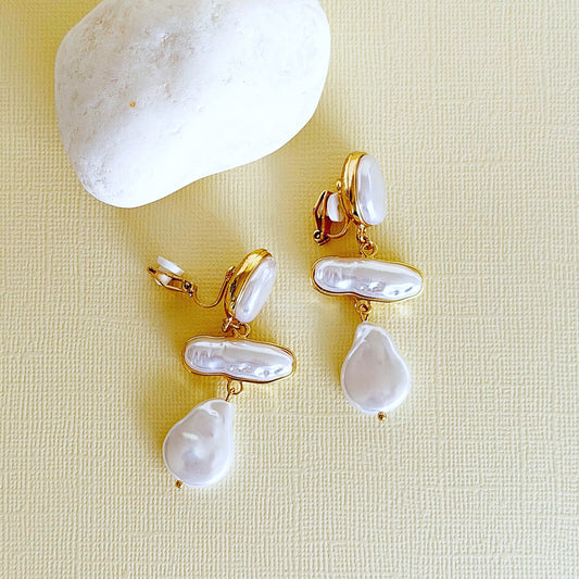 822 | SHIRLEY CLIP ON PEARL EARRINGS