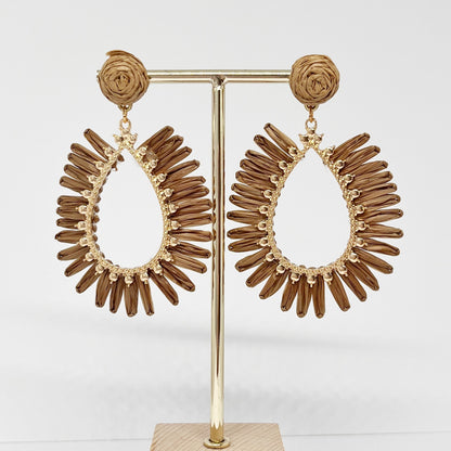 543 | SKYLA RAFFIA EARRINGS | COFFEE