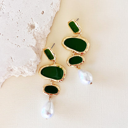 763 |  SLOAN PEARL EARRINGS | GREEN
