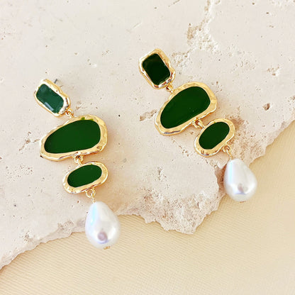 763 |  SLOAN PEARL EARRINGS | GREEN