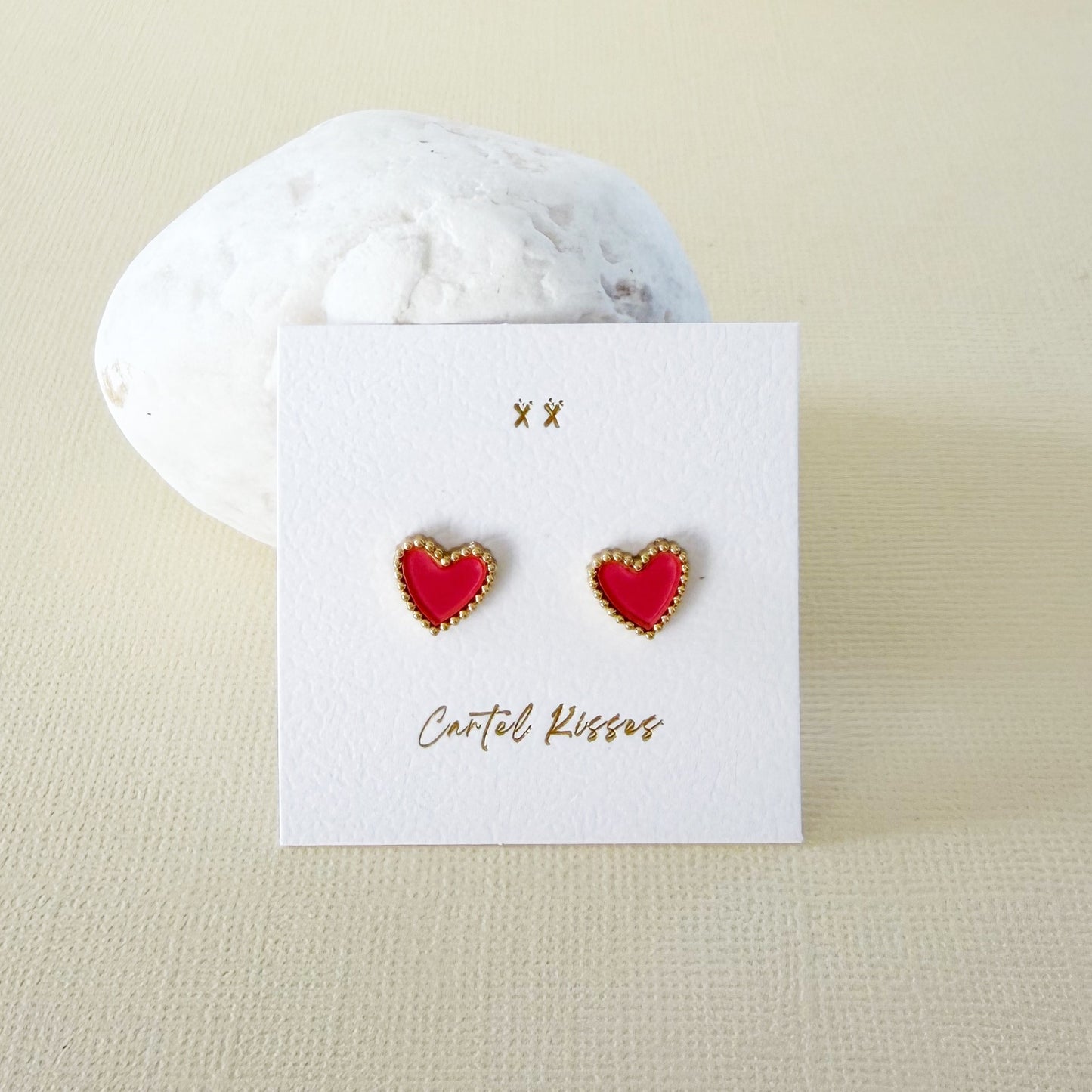 837 | SYLVIE PINK LOVE HEART EARRINGS | CARTEL KISSES