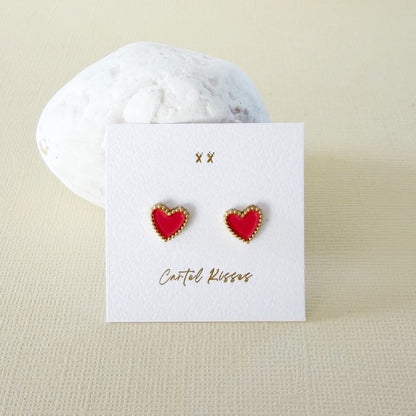 837 | SYLVIE PINK LOVE HEART EARRINGS | CARTEL KISSES