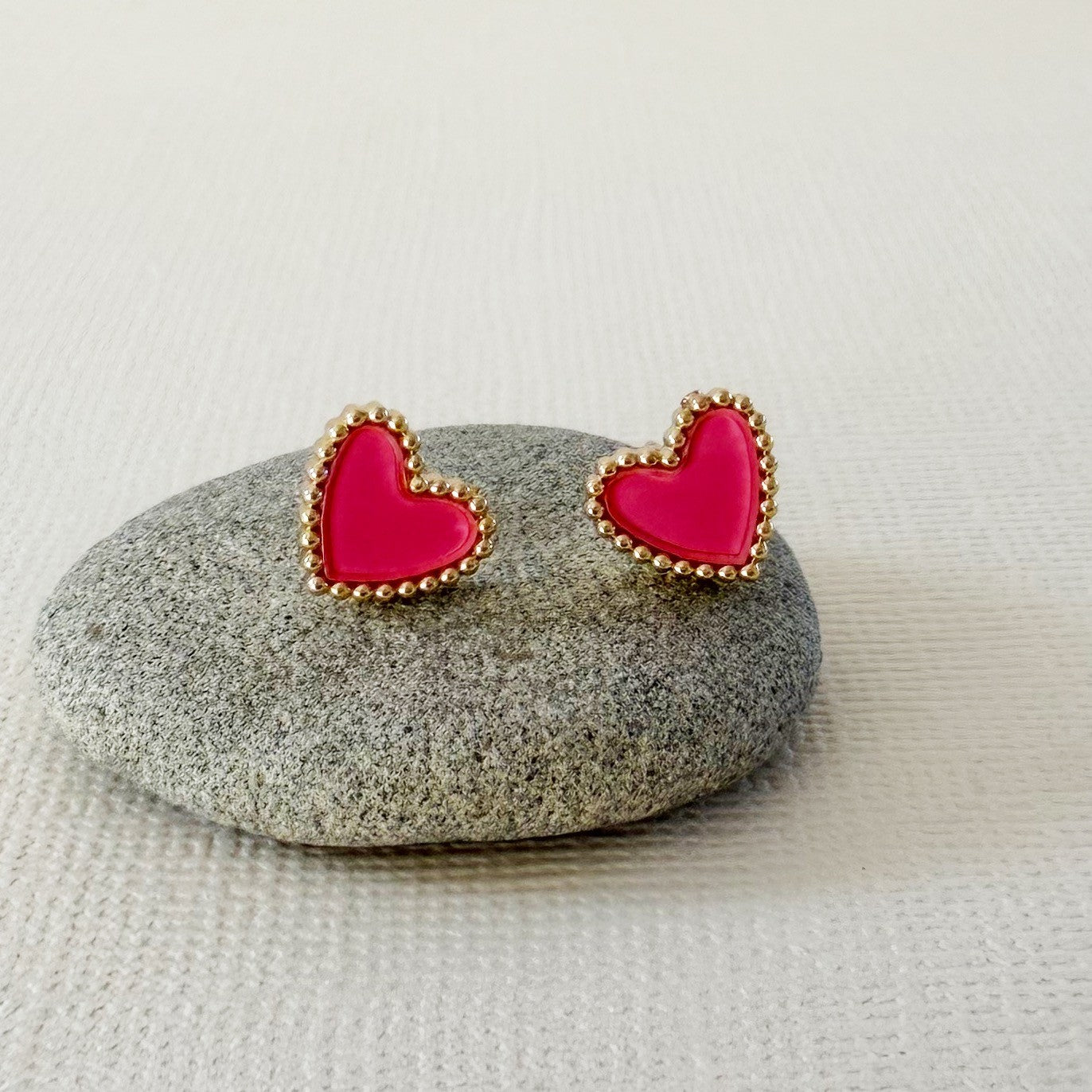 837 | SYLVIE PINK LOVE HEART EARRINGS | CARTEL KISSES