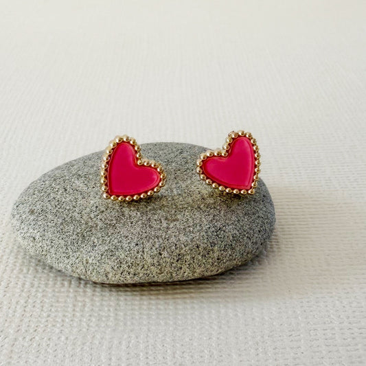 837 | SYLVIE PINK LOVE HEART EARRINGS | CARTEL KISSES