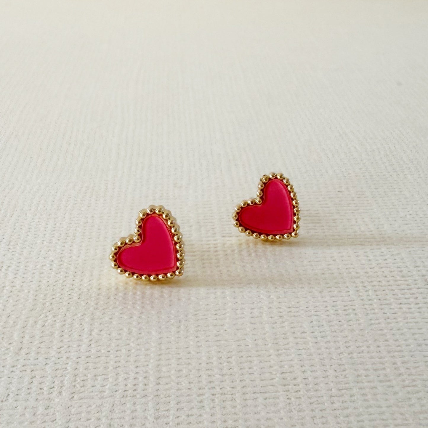 837 | SYLVIE PINK LOVE HEART EARRINGS | CARTEL KISSES