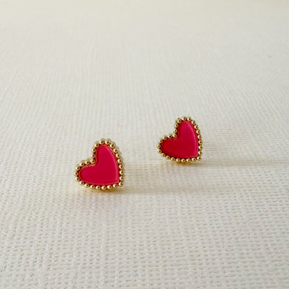 837 | SYLVIE PINK LOVE HEART EARRINGS | CARTEL KISSES
