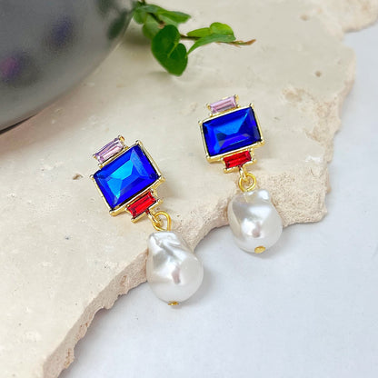 388 |  CARMEN PEARL EARRINGS | SAPPHIRE