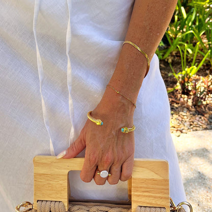 716 | DARCY CUFF | GOLD & GREEN